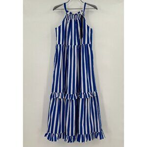 Pomander Place by Tuckernuck Blue Striped Avondale Tiered Halter Maxi Dress XS